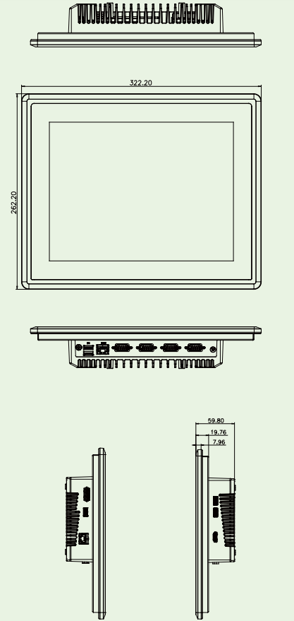 Panel PC PPC2-C121-ADLP-i5/8G-R10 dim 1 Panel PC PPC2-C121-ADLP-i5/8G-R10 dim 1