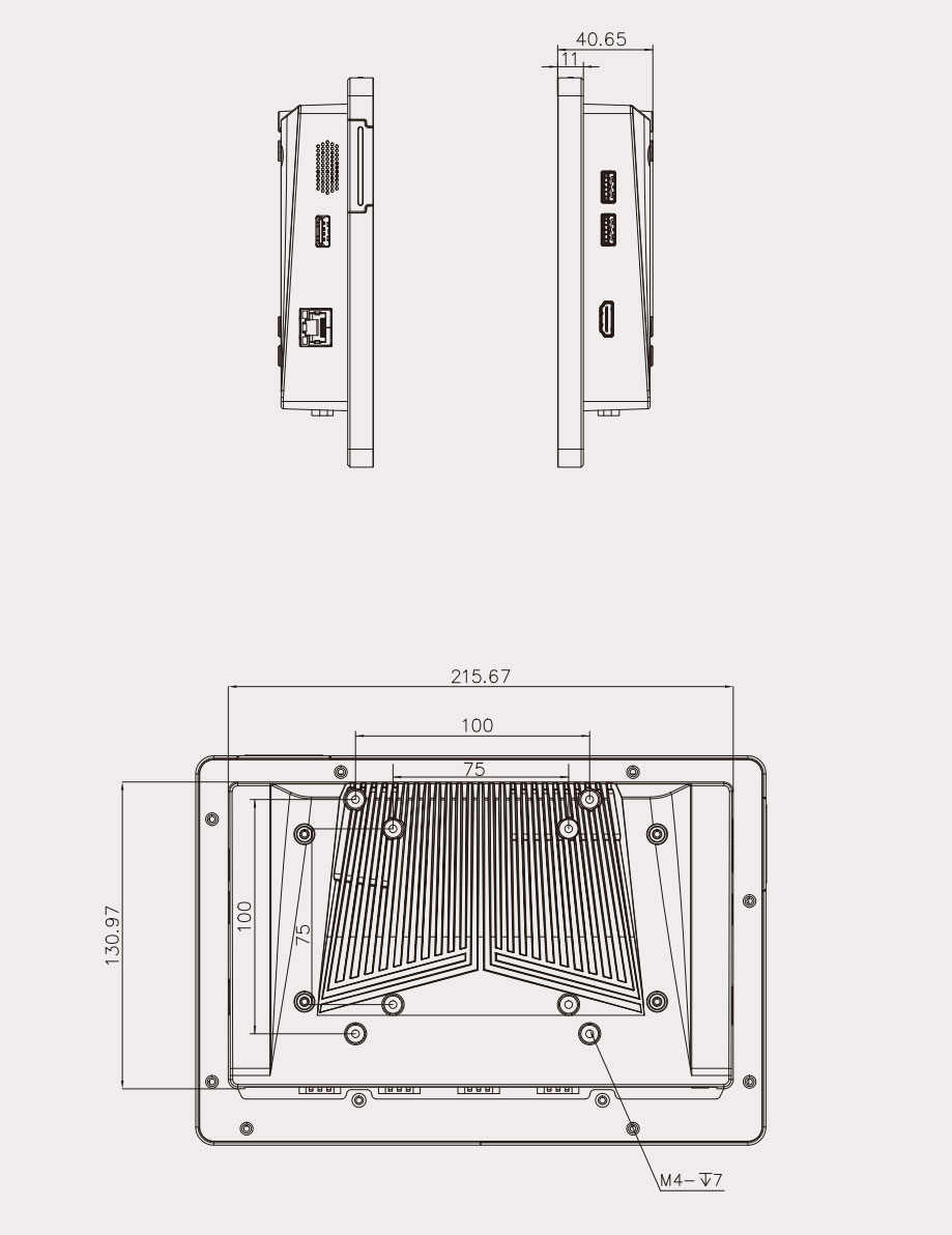 AFL4-W10-EHL-J1/8G-R10 Panel PC Skizze 2 AFL4-W10-EHL-J1/8G-R10 Panel PC Skizze 2