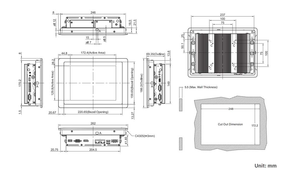 CS-108C-R10/P1201-X6211E-R10 PPC Maße CS-108C-R10/P1201-X6211E-R10 PPC Maße