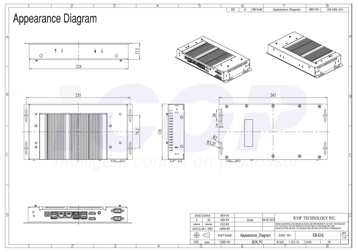 Embedded PC EB-EHL-J6-32G Skizze